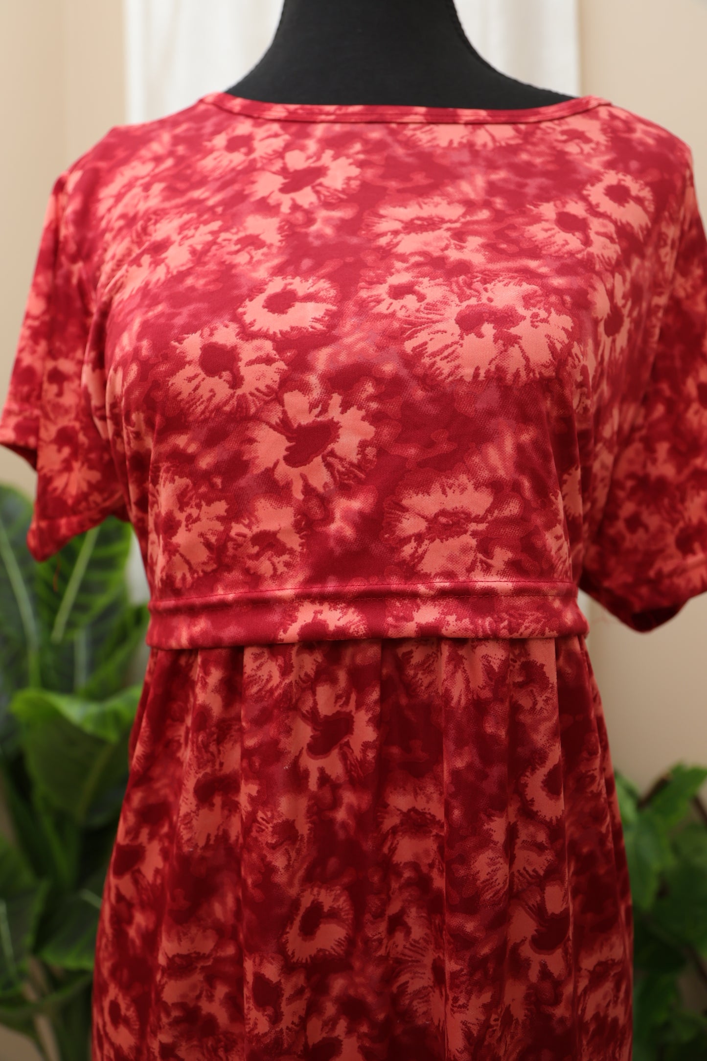 Crimson Bloom Maternity Dress