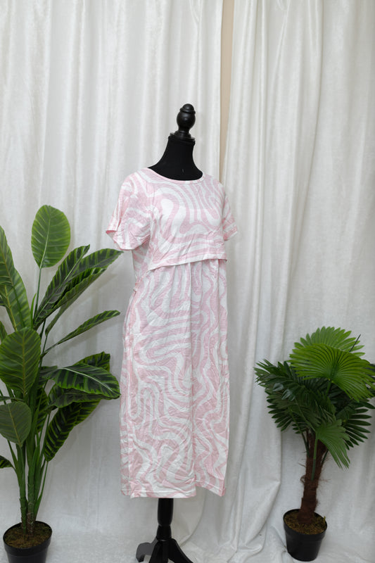 Blush Waves Maternity Dress